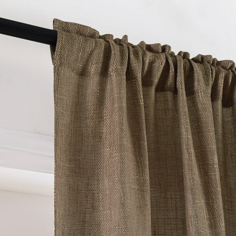 Valea Home Soft Burlap Look Swag Curtains Rustic Natural Tan Rod Pocket Kitchen Valance Curtain Panels for Small Window 36 inch Length, 2 Panels - Image 3